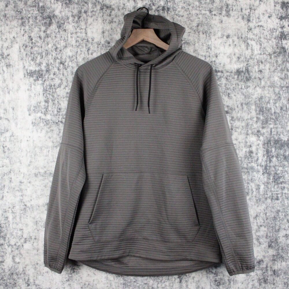 Apana Hoodie Mens Size M Sweatshirt Long Sleeve Gray Ribbed Textured Gym Run EUC